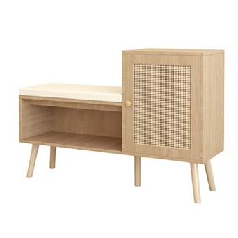 KTMBDW Shoe Cabinet with Storage Bench and 2 Adjustable Shelves for Hallway