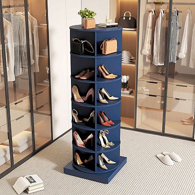 KTMBDW 6 Tier Rotating Shoe Rack Tower, Revolving 360 Shoe Rack Storage Round Carousel