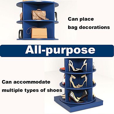 KTMBDW 6 Tier Rotating Shoe Rack Tower, Revolving 360 Shoe Rack Storage Round Carousel