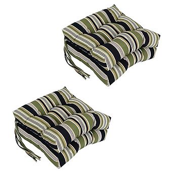 Blazing Needles Spun Polyester Patterned Outdoor Square Tufted Chair Cushion