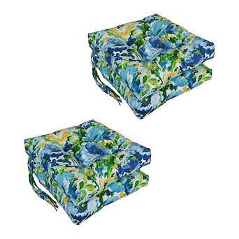Blazing Needles Spun Polyester Patterned Outdoor Square Tufted Chair Cushion