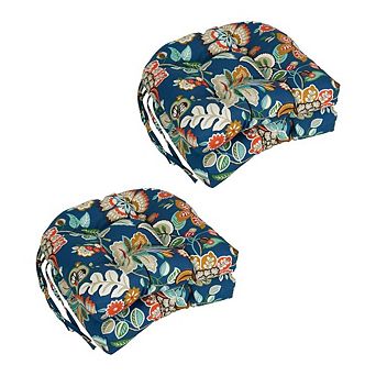 Blazing Needles Spun Polyester Patterned Outdoor U-shaped Tufted Chair Cushion