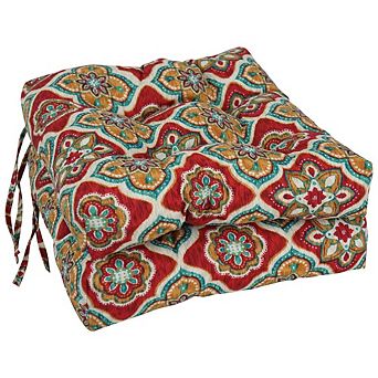 Blazing Needles Spun Polyester Patterned Outdoor Square Tufted Chair Cushions (Set of 2)