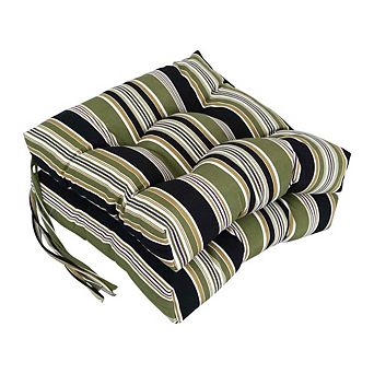 Blazing Needles Spun Polyester Patterned Outdoor Square Tufted Chair Cushion