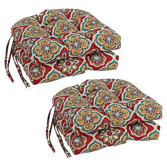 Blazing Needles Polyester Patterned Outdoor U-shaped Chair Cushions (Set of 4)