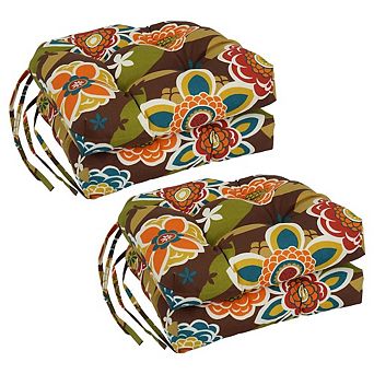 Blazing Needles Polyester Patterned Outdoor U-shaped Chair Cushions (Set of 4)