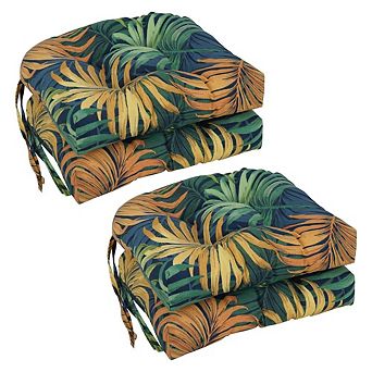 Blazing Needles Polyester Patterned Outdoor U-shaped Chair Cushions (Set of 4)