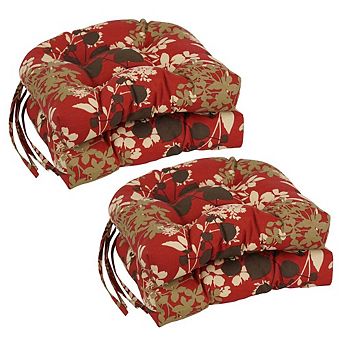 Blazing Needles Polyester Patterned Outdoor U-shaped Chair Cushions (Set of 4)