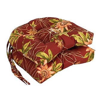 Blazing Needles Spun Polyester Patterned Outdoor U-shaped Tufted Chair Cushion