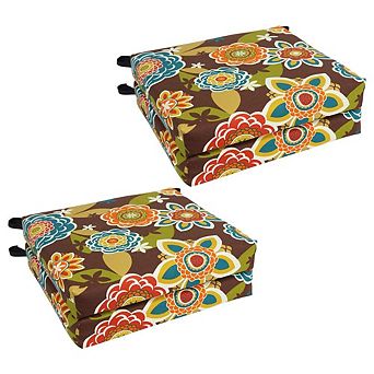 Blazing Needles Patterned Outdoor Spun Polyester Chair Cushion