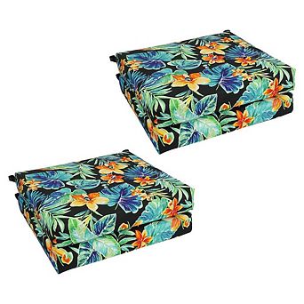 Blazing Needles Patterned Outdoor Spun Polyester Chair Cushion