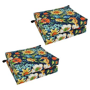 Blazing Needles Patterned Outdoor Spun Polyester Chair Cushion