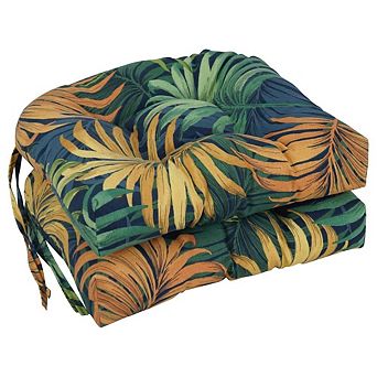 Blazing Needles Polyester Patterned Outdoor U-shaped Chair Cushions (Set of 2)