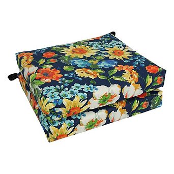 Blazing Needles Patterned Outdoor Spun Polyester Chair Cushion