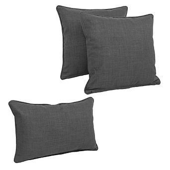 Blazing Needles Double-corded Solid Outdoor Spun Polyester Throw Pillows with Inserts (Set of 3)