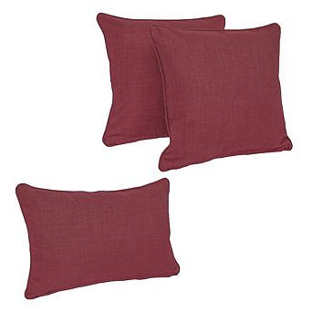 Blazing Needles Double-corded Solid Outdoor Spun Polyester Throw Pillows with Inserts (Set of 3)