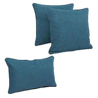 Blazing Needles Double-corded Solid Outdoor Spun Polyester Throw Pillows with Inserts (Set of 3)