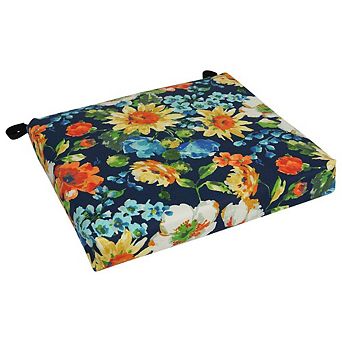 Blazing Needles Patterned Outdoor Spun Polyester Chair Cushion