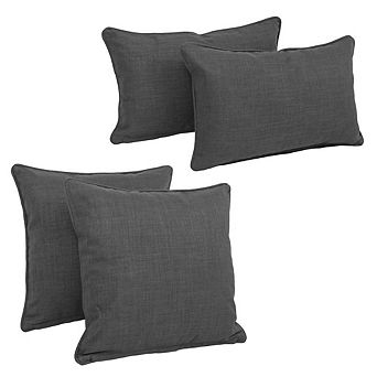 Blazing Needles Double-corded Solid Outdoor Spun Polyester Throw Pillows with Inserts (Set of 4)