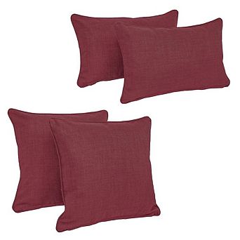 Blazing Needles Double-corded Solid Outdoor Spun Polyester Throw Pillows with Inserts (Set of 4)