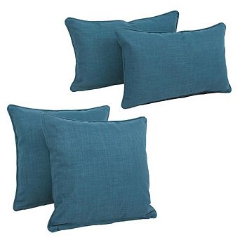 Blazing Needles Double-corded Solid Outdoor Spun Polyester Throw Pillows with Inserts (Set of 4)