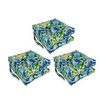 Blazing Needles Spun Polyester Patterned Outdoor Square Tufted Chair Cushion