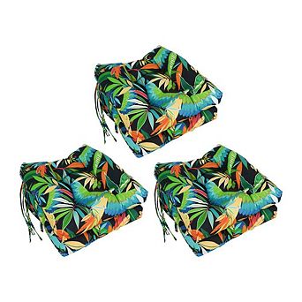 Blazing Needles Spun Polyester Patterned Outdoor Square Tufted Chair Cushion