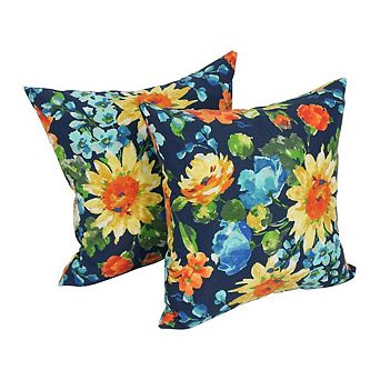 Blazing Needles Square Solid Polyester Outdoor Throw Pillows (Set of 2)