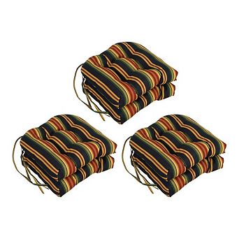 Blazing Needles Spun Polyester Patterned Outdoor U-shaped Tufted Chair Cushion