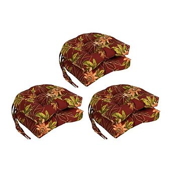 Blazing Needles Spun Polyester Patterned Outdoor U-shaped Tufted Chair Cushion