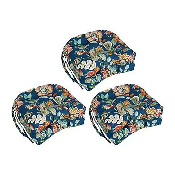 Blazing Needles Spun Polyester Patterned Outdoor U-shaped Tufted Chair Cushion