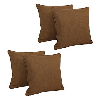 Blazing Needles Double-corded Solid Outdoor Spun Polyester Square Throw Pillows with Inserts