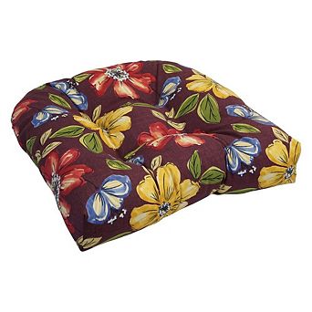 Blazing Needles U-Shaped Spun Polyester Outdoor Tufted Dining Chair Cushion
