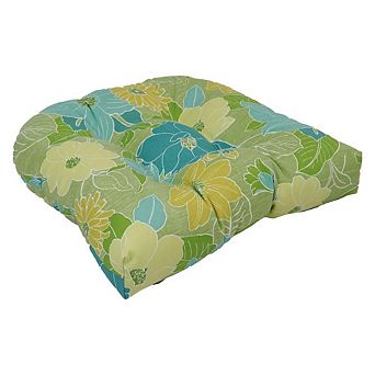 Blazing Needles U-Shaped Spun Polyester Outdoor Tufted Dining Chair Cushion