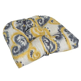 Blazing Needles U-Shaped Spun Polyester Outdoor Tufted Dining Chair Cushion