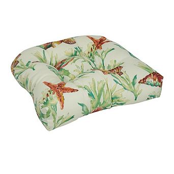 Blazing Needles U-Shaped Spun Polyester Outdoor Tufted Dining Chair Cushion