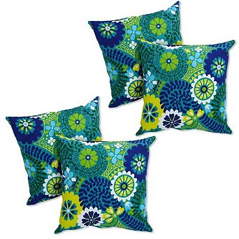 Blazing Needles Square Solid Polyester Outdoor Throw Pillows (Set of 4)