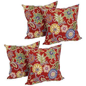 Blazing Needles Square Solid Polyester Outdoor Throw Pillows (Set of 4)