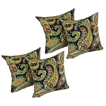Blazing Needles Square Solid Polyester Outdoor Throw Pillows (Set of 4)