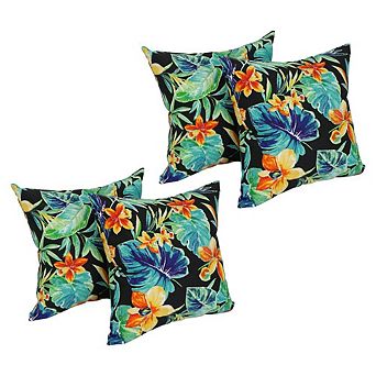 Blazing Needles Square Pattern Polyester Outdoor Throw Pillows (Set of 4)