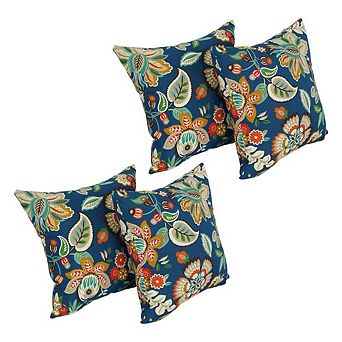 Blazing Needles Square Pattern Polyester Outdoor Throw Pillows (Set of 4)