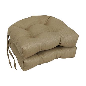 Blazing Needles Spun Premium Outdoor U-shaped Tufted Chair Cushions (Set of 2)