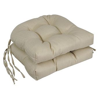 Blazing Needles Spun Premium Outdoor U-shaped Tufted Chair Cushions (Set of 2)