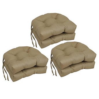 Blazing Needles Spun Premium Outdoor U-shaped Tufted Chair Cushions (Set of 6)