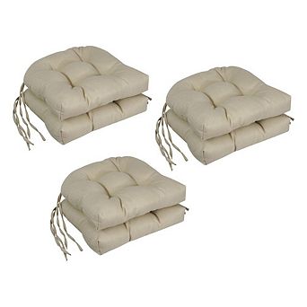 Blazing Needles Spun Premium Outdoor U-shaped Tufted Chair Cushions (Set of 6)