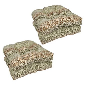 Blazing Needles U-Shaped Premium Outdoor Tufted Dining Chair Cushion