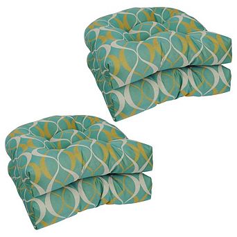 Blazing Needles U-Shaped Premium Outdoor Tufted Dining Chair Cushion