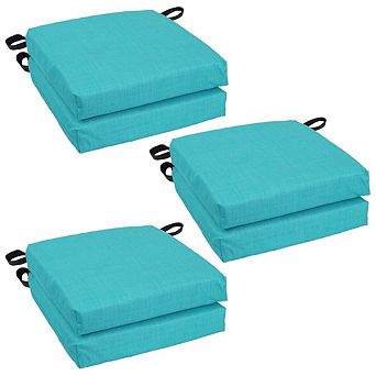 Blazing Needles Spun Polyester Solid Outdoor Square Chair Cushions (Set of 6)