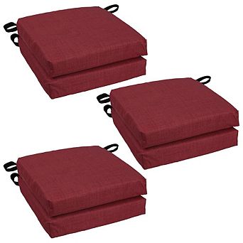 Blazing Needles Spun Polyester Solid Outdoor Square Chair Cushions (Set of 6)