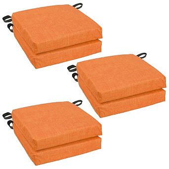 Blazing Needles Spun Polyester Solid Outdoor Square Chair Cushions (Set of 6)